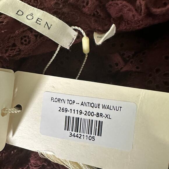 Doen Floryn Romantic Lace Eyelet Top Antique Walnut Size XL - Picture 5 of 15